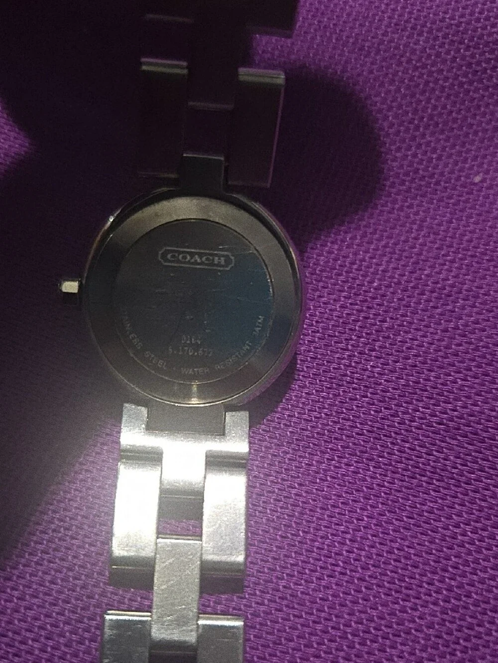 Coach Silver-Tone Bracelet Watch with Black Dial
